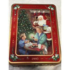 Oreo Christmas Santa Advertising Tin 1993 Collectible‎ Red Gold Bakery Original